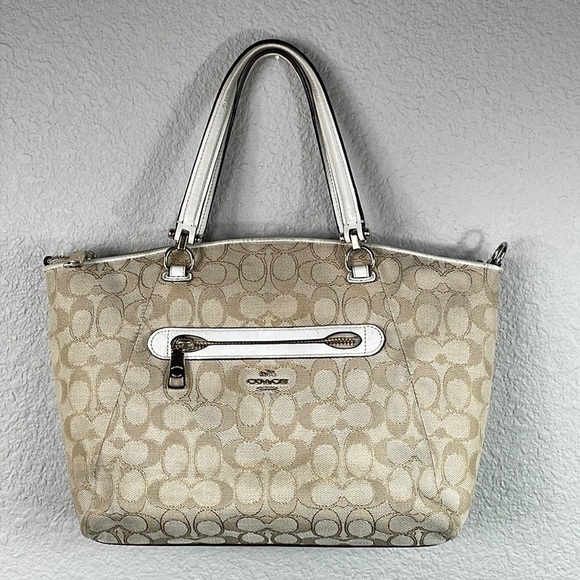 Coach Prairie Signature Jacquard Satchel Light Gold Light Khaki Chalk 36311 - Picture 1 of 14